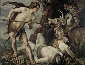 Athene Prints: Cadmus Slaying the Dragon, 1610-1620. Creator: Timm, Reinhold (1616-1639)
