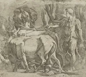 Primaticcio Francesco Collection: Cadmus Tilling the Field Where He Sowed the Dragons Teeth, 1540-45