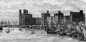 Carnarvon Castle Gallery: Caernarfon Castle, Gwynedd, Wales, 19th century.Artist: Benoist