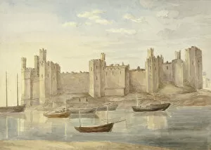 Welsh Collection: Caernarvon Castle, 1845. Creator: Elizabeth Murray
