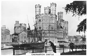 Caernarfon Gallery: Caernarvon castle, Caernarfon in North Wales, 1936