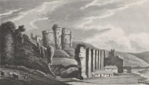 Caerphilly Castle, from 'Remarks on a Tour to North and South Wales, in the year 1797, 1800. Creator: John Hill