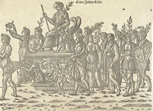 Caesar riding on his chariot, from 'The Triumph of Caesar', 1504. Creator: Jacob von Strassburg