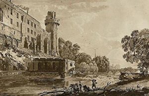 Landscapeprints And Drawings Gallery: Caesars Tower and Part of Warwick Castle from the Island