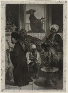 Cafe in Constantinople, 1847. Creator: Alexandre Bida (French, 1823-1895)