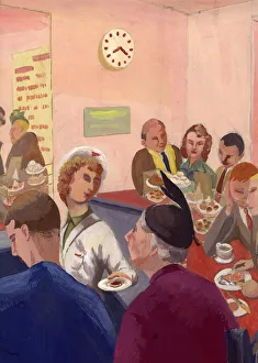 Mirror Prints: Cafe interior, London, c1950. Creator: Shirley Markham