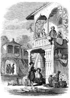 Tartar Prints: Café, at Karasu-Bazar - sketched by Willibald Richter, 1856. Creator: Unknown
