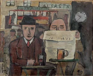 Cafe with man reading, 1940. Creator: Torres-Garcia, Joaquin (1874-1949)