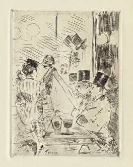 1852 1931 Prints: The Cafe of the New Athens, c. 1876. Creator: Jean Louis Forain (French, 1852-1931)