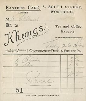 Images Dated 9th April 2019: Cafe receipt, 1950. Creator: Unknown