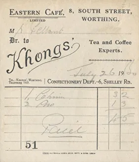 Images Dated 9th April 2019: Cafe receipt, 1950. Creator: Unknown