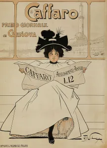 Reading Woman Prints: Caffaro, Primo Giornale Di Genova, 1897. Creator: Villa, Aleardo (1865-1906)