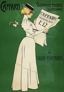 Reading Woman Prints: Caffaro, Primo Giornale Di Genova, 1898. Creator: Villa, Aleardo (1865-1906)