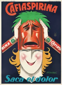 Art Deco Prints: Cafiaspirina. Saca el dolor, 1930. Creator: Mauzan, Luciano Achille (1883-1952)
