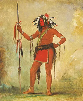 Chippeway Prints: Cah-be-mub-bee, He Who Sits Everywhere, a Brave, 1835. Creator: George Catlin
