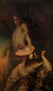 Good Versus Evil Prints: Cain in the Spell of Satan, 1843. Creator: Edward Dujardin