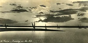 Felucca Prints: Cairo - Evening on the Nile, c1918-c1939. Creator: Unknown
