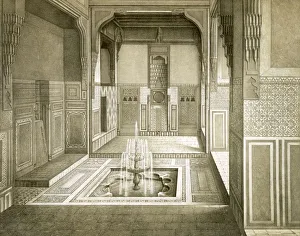 Stonework Prints: Cairo: Mandarah: Reception Room, ground floor, with pool and fountain, pub. 1877
