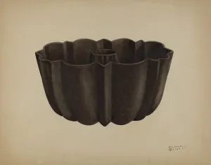 Baking Prints: Cake Pan, c. 1938. Creator: Richard Barnett