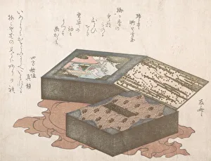 Ryuryukyo Shinsai Prints: Cakes In a Box with Wrapping Cloth, 19th century. 19th century. Creator: Shinsai