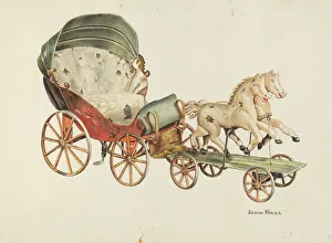 Wheels Prints: Calash and Horses, c. 1940. Creator: John Hall