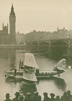 The Calcutta Flying-Boat Moored in the Thames opposite the Houses of Parliament, 1927