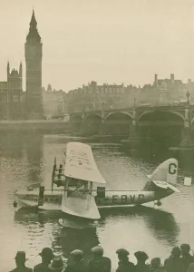 The Calcutta Flying-Boat Moored in the Thames opposite the Houses of Parliament, 1927 The Calcutta Flying-Boat Moored in the Thames opposite the Houses of Parliament, 1927