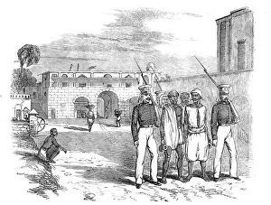 Prison Officer Prints: Calcutta Gate and Main Guard, Fort William: Native Prisoners under Escort