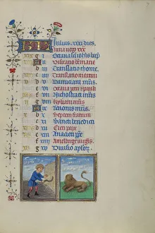 Reaping Prints: Calendar Page for July: Reaping: Leo; Book of Hours