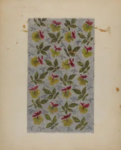 Leaf Design Prints: Calico, c. 1936. Creator: Florence Stevenson