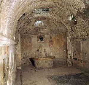 Bathtub Collection: The calidarium of the Forum baths in the Roman town of Pompeii, 1st century