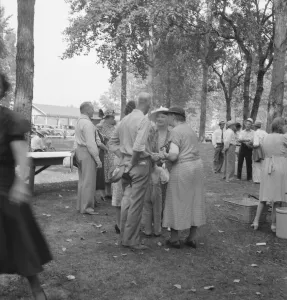 California Day, a picnic in town park on the Rogue River, Grants Pass, Oregon, 1939. Creator: Dorothea Lange