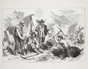 Gold Rush Prints: California gold diggers, a scene from actual life at the mines
