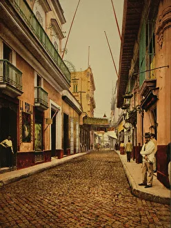 Photochrom Print Prints: Calle de Habana, Habana, c1900. Creator: William H. Jackson