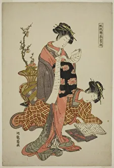 Koryusai Isoda Prints: Calligraphy, from the series Fashionable Versions of the Four Accomplishment... c