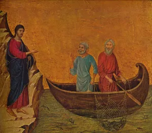 Andrew Prints: The Calling of the Apostles Peter and Andrew, 1308-1311. Artist: Duccio di Buoninsegna