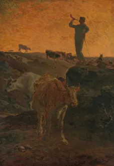 Jean Francois Prints: Calling the Cows Home, ca. 1872. Creator: Jean Francois Millet