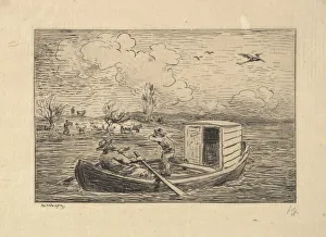 Charles François Prints: Calling to Shore, 1861. Creator: Charles Francois Daubigny
