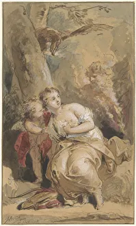 Calisto Prints: Callisto, Amor and Jupiter with the eagle, 1746. Creator: Jacob de Wit