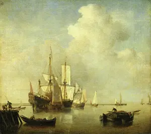 Docks Prints: Calm Sea, c1660. Creator: Willem van de Velde the Younger