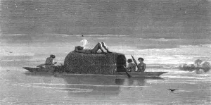 Tribespeople Prints: A calm on the Ucayali; The Navigation of the Upper Amazons, 1875. Creator: Unknown
