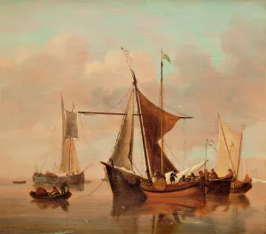 Waterway Prints: Calm Water with Ships, 1750-1800. Creator: Unknown