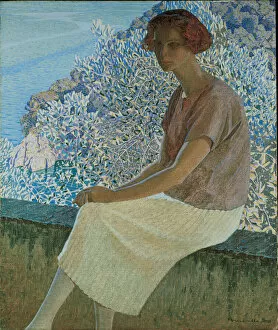 Divisionism Gallery: Calma argentea. Portrait of Alma Fidora, 1922. Creator: Guerello, Domenico (1891-1931)