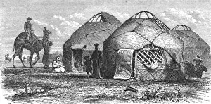 Mongol Prints: Calmuck encampment; A Journey on the Volga, 1875. Creator: Nicholas Rowe