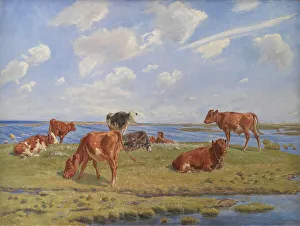 Calf Prints: Calves by the coast, 1896. Creator: Theodor Esbern Philipsen