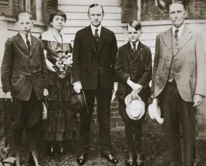 Calvin Coolidge, American politician, with his father, wife, and sons, 1920. Artist