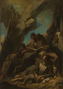 Friars Prints: Three Camaldolese Monks in Meditative Prayer, 1710-1740. Creator: Alessandro Magnasco