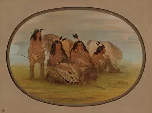 Camanchee Gallery: Camanchee Chief with Three Warriors, 1861 / 1869. Creator: George Catlin