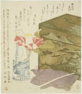 Flower Arrangement Gallery: Camellia in Vase and Tea-utensil Box, 1820s. Creator: Rintei