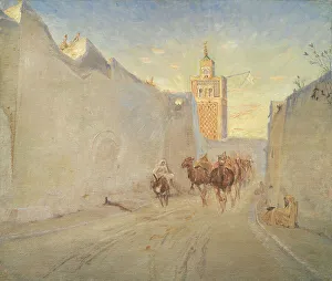 Tunisian Prints: Camels in a Street in Tunisia, 1882. Creator: Theodor Esbern Philipsen